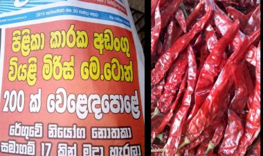 புற்று நோயை ஏற்படுத்தும் காய்ந்த மிளகாய் 200 மெட்றிக் டொன் இறக்குமதி.. பொதுமக்களுக்கு எச்சரிக்கை.